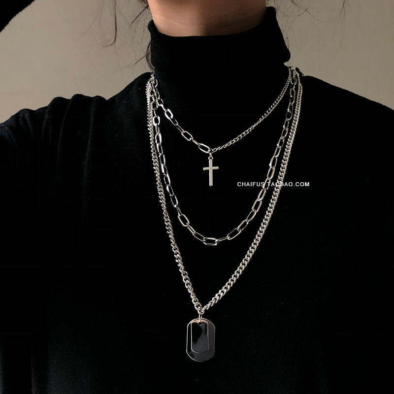 Hiphop Square Pendant Men Necklaces Woman Necklaces Korean